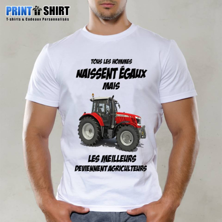 Tee-Shirt personnalisé "Tous les ...agriculteurs" Plusieurs modèles de tracteurs