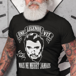 Tee shirt personnalisé Johnny Hallyday "Une légende vit mais ne meurt jamais"