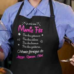 Tablier de cuisine humour personnalisé "Je suis une mamie fée"