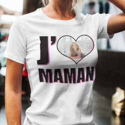 T-shirt personnalisé avec photo "J'aime Maman"