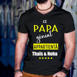 T-shirt Personnalisé "Ce papa génial appartient à ..."